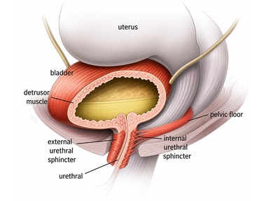 Normal bladder: half full, relaxed state
